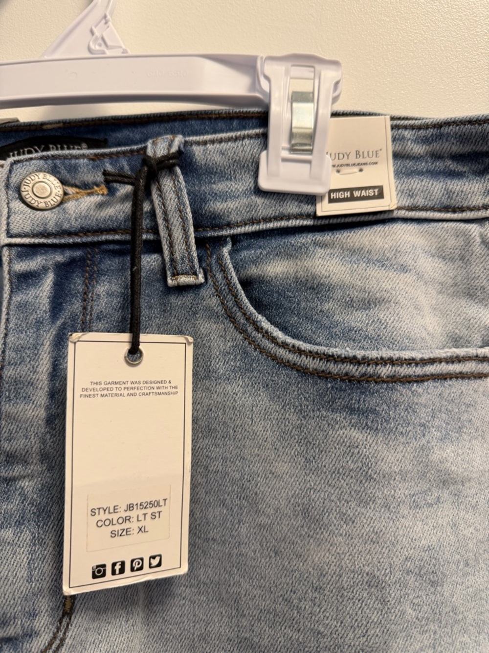 Judy Blue Light Blue Distressed Hem Denim Shorts - Picture 2 of 5